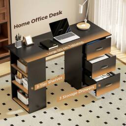 NESTLUNE 120cm PC Table Workstation Computer Desk in Black - Size: 100 cm x 15 cm - thumbnail 4