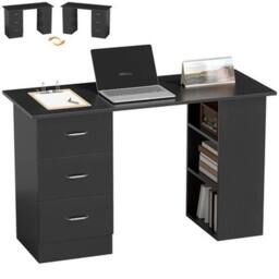 NESTLUNE 120cm PC Table Workstation Computer Desk in Black - Size: 100 cm x 15 cm - thumbnail 1