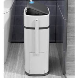 KORVIXA Press Lidded Bathroom Waste Bin in White - Size: 100 cm x 60 cm - thumbnail 4