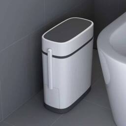 KORVIXA Press Lidded Bathroom Waste Bin in White - Size: 100 cm x 60 cm - thumbnail 3