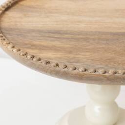 Melody Maison Round Beige & Mango Wood Bobble Detail Cake Display Stand - thumbnail 4