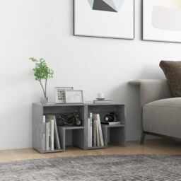 Berkfield Home Bed Cabinets 2 pcs Concrete Grey 40x30x40 cm Engineered Wood - Size: 40 x 30 x 40 cm - thumbnail 1