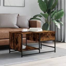 Berkfield Home Coffee Table Smoked Oak 85.5x51x45 cm Engineered Wood in Brown - thumbnail 2