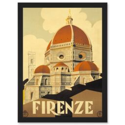 Artery8 Florence Italy Basilica Santa Maria Fiore A4 Artwork Framed Wall Art Print in Black - thumbnail 1