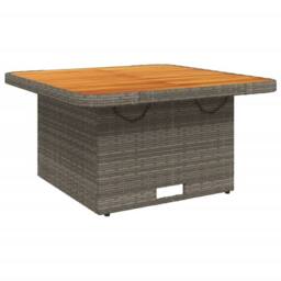 Berkfield Home Garden Table Grey 80x80x71 cm Poly Rattan & Acacia Wood - Size: 80 x 80 x 71 cm - thumbnail 2