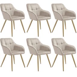 tectake Dining Chair Marilyn Set Of 4 - Taupe/Gold in Taupe - Size: 4 Pack