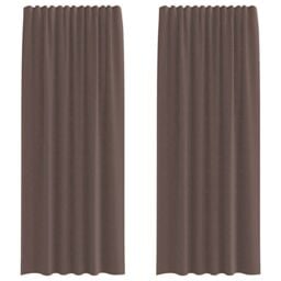 Berkfield Home Voile Curtains with Tab Top 2 pcs Brown - thumbnail 2