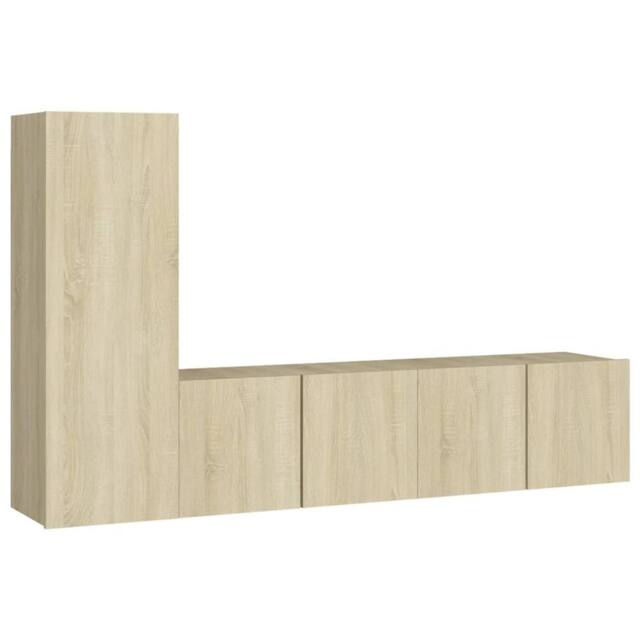 Berkfield Home 3 Piece TV Cabinet Set Sonoma Oak Engineered Wood in Light Brown - image 1