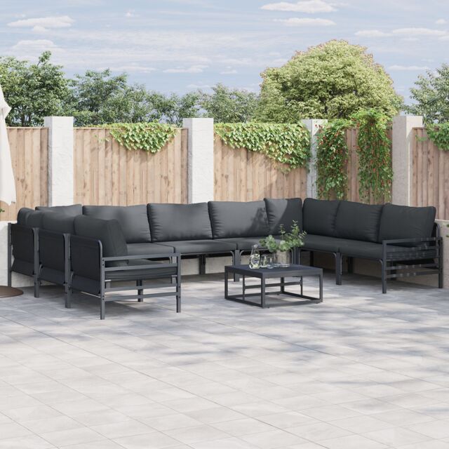 Berkfield Home Garden Sofa Set 10 pcs Anthracite Steel - image 1