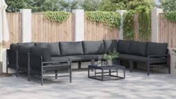 Berkfield Home Garden Sofa Set 10 pcs Anthracite Steel - thumbnail 4