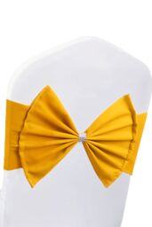 Neel Blue Pack of 10 Chair Sash Band with Slider Buckle, Stretchy Chair Bands Bows for Party, Event, Reception in Gold - thumbnail 1