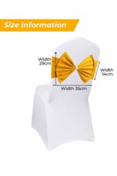 Neel Blue Pack of 10 Chair Sash Band with Slider Buckle, Stretchy Chair Bands Bows for Party, Event, Reception in Gold - thumbnail 3