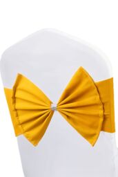 Neel Blue Pack of 10 Chair Sash Band with Slider Buckle, Stretchy Chair Bands Bows for Party, Event, Reception in Gold - thumbnail 2