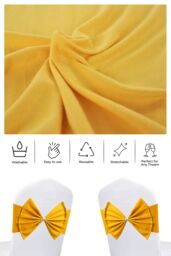 Neel Blue Pack of 10 Chair Sash Band with Slider Buckle, Stretchy Chair Bands Bows for Party, Event, Reception in Gold - thumbnail 5