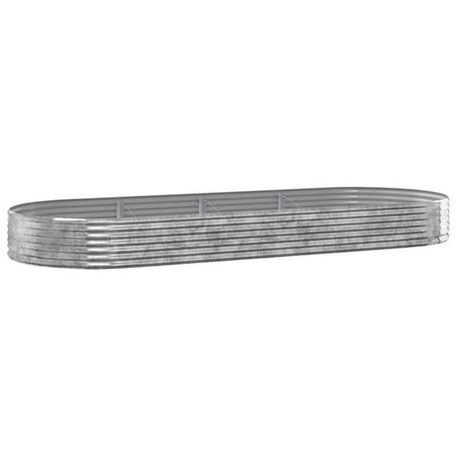 Berkfield Home Garden Raised Bed Powder-coated Steel 373x140x36 cm Silver - Size: 373 x 140 x 36 cm - image 1