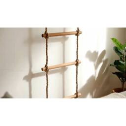 KORVIXA Wooden Blanket Towel Rope Ladder in Brown - Size: 60 cm x 100 cm - thumbnail 3