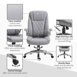 STILVORA Executive Office Chair in Grey Faux Leather - thumbnail 9