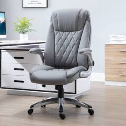 STILVORA Executive Office Chair in Grey Faux Leather - thumbnail 2