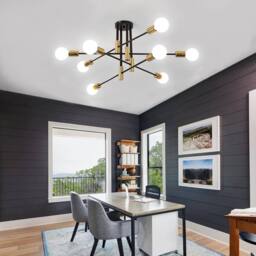 Goeco Industrial Ceiling Light, Chandelier Sputnik Vintage E27, for Bedroom in Black - thumbnail 4