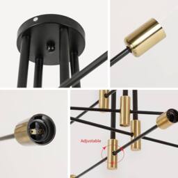 Goeco Industrial Ceiling Light, Chandelier Sputnik Vintage E27, for Bedroom in Black - thumbnail 6