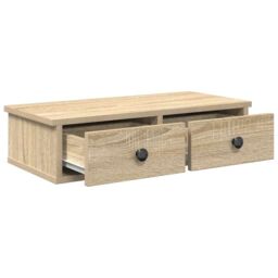 Berkfield Home Wall Shelf with Drawers Sonoma Oak 60x25x15 cm Engineered Wood in Brown - Size: 60 x 25 x 15 cm - thumbnail 7