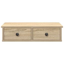 Berkfield Home Wall Shelf with Drawers Sonoma Oak 60x25x15 cm Engineered Wood in Brown - Size: 60 x 25 x 15 cm - thumbnail 4