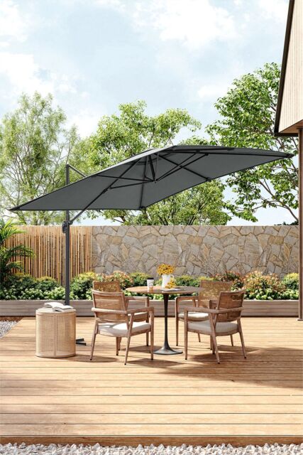 Living and Home 3m x 3m Square Cantilever Garden Parasol in Grey - image 1