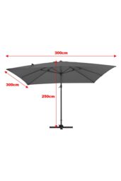 Living and Home 3m x 3m Square Cantilever Garden Parasol in Grey - thumbnail 6