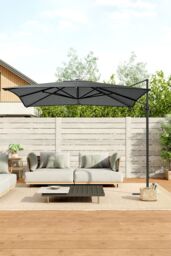 Living and Home 3m x 3m Square Cantilever Garden Parasol in Grey - thumbnail 2