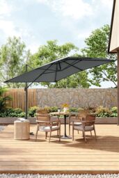 Living and Home 3m x 3m Square Cantilever Garden Parasol in Grey - thumbnail 1