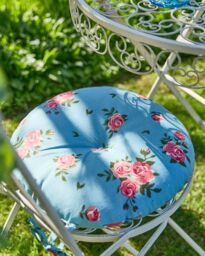Dibor Set of 4 Blue Rose Round Summer Outdoor Garden Chair Seat Pad Cushions Dia 40cm - Size: 40 cm x 40 cm - thumbnail 4