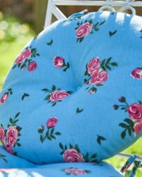 Dibor Set of 4 Blue Rose Round Summer Outdoor Garden Chair Seat Pad Cushions Dia 40cm - Size: 40 cm x 40 cm - thumbnail 3