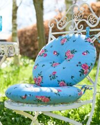 Dibor Set of 4 Blue Rose Round Summer Outdoor Garden Chair Seat Pad Cushions Dia 40cm - Size: 40 cm x 40 cm - thumbnail 1