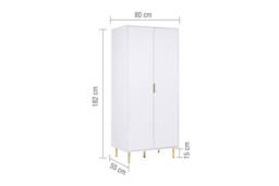Birlea Zaza White 2 Door Wardrobe Fluted Design Gold Handle - thumbnail 6