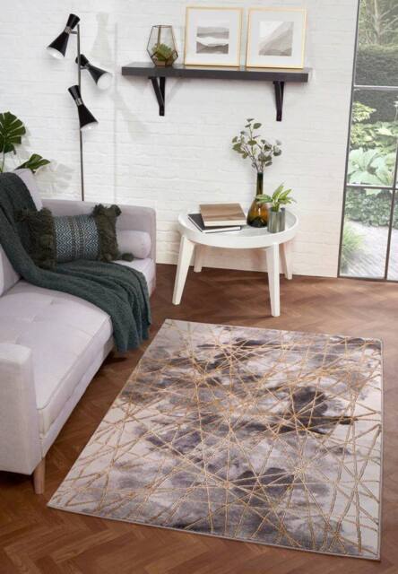 Celebrity Interiors Bianco 185TA Grey/Gold Rug in Grey - Size: 160 cm x 225 cm - image 1