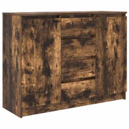 Berkfield Home Sideboard with Drawers Smoked Oak 100.5x35x76 cm Engineered Wood in Brown - thumbnail 1