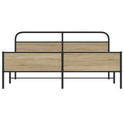 Berkfield Home Metal Bed Frame without Mattress Smoked Oak 150x200 cm King Size in Brown - thumbnail 5