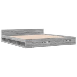 Berkfield Home Bed Frame with Drawers without Mattress Grey Sonoma 180x200 cm Super King - thumbnail 3
