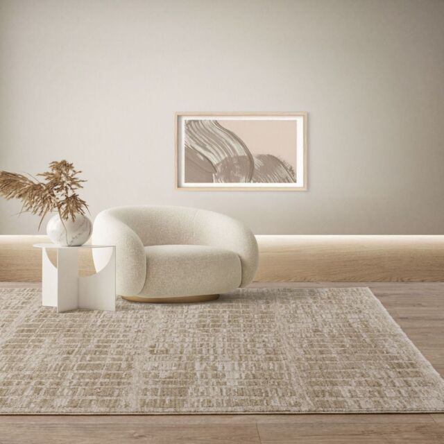 The Rug Shop UK Modern Abstract Polyester Cotton Backing Natural Area Rug - Size: 200 cm x 300 cm - image 1