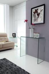 Thats Furniture Crystal Small Stylish Curved Glass Hallway Console Table in Clear - thumbnail 1