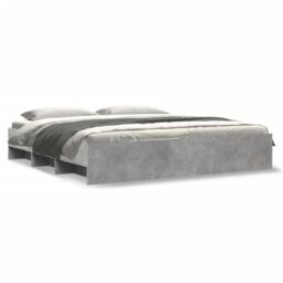 Berkfield Home Bed Frame without Mattress Concrete Grey 200x200cm Engineered Wood - Size: 200x200 cm - thumbnail 2