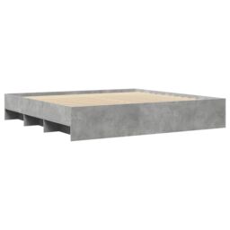 Berkfield Home Bed Frame without Mattress Concrete Grey 200x200cm Engineered Wood - Size: 200x200 cm - thumbnail 4
