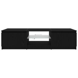 Berkfield Home TV Cabinet with LED Lights - Black Oak, 140x40x35.5 cm, Made from Engineered Wood - Size: 140x40x35.5 cm - thumbnail 7