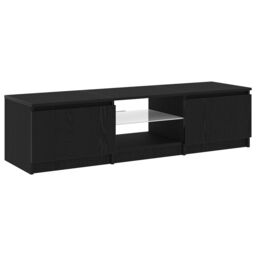 Berkfield Home TV Cabinet with LED Lights - Black Oak, 140x40x35.5 cm, Made from Engineered Wood - Size: 140x40x35.5 cm - thumbnail 2