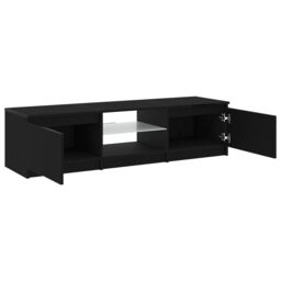 Berkfield Home TV Cabinet with LED Lights - Black Oak, 140x40x35.5 cm, Made from Engineered Wood - Size: 140x40x35.5 cm - thumbnail 4