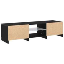 Berkfield Home TV Cabinet with LED Lights - Black Oak, 140x40x35.5 cm, Made from Engineered Wood - Size: 140x40x35.5 cm - thumbnail 6