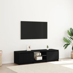 Berkfield Home TV Cabinet with LED Lights - Black Oak, 140x40x35.5 cm, Made from Engineered Wood - Size: 140x40x35.5 cm - thumbnail 1