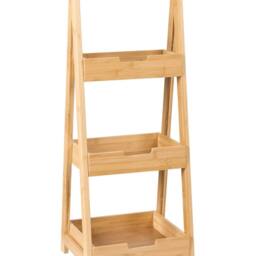 Wyld and Coco 3-Tier Bamboo Bathroom Shelving Unit - Light Brown - thumbnail 2