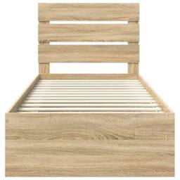 Berkfield Home Bed Frame with Headboard Sonoma Oak 75 x 190 cm Solid Pine Wood in Brown - thumbnail 7