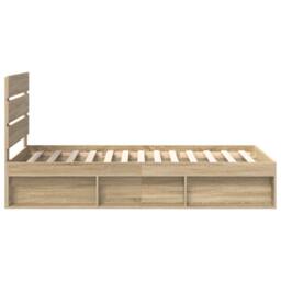 Berkfield Home Bed Frame with Headboard Sonoma Oak 75 x 190 cm Solid Pine Wood in Brown - thumbnail 8
